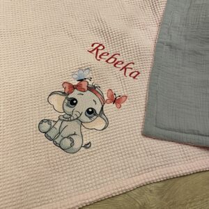 Nyári Babatakaró- (Darázs-dupla géz) Mintás,névre szóló (VÁLASZTHATÓ MINTÁK)